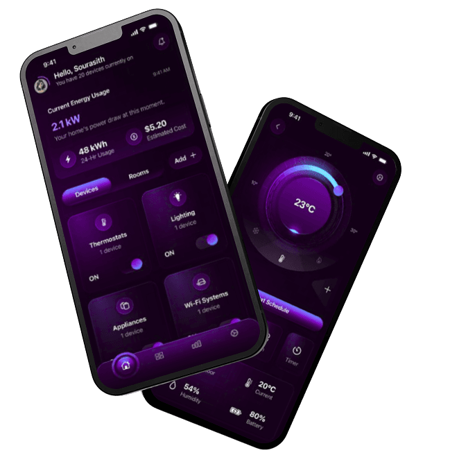 iPhone mockup showing Flutter app case study screens